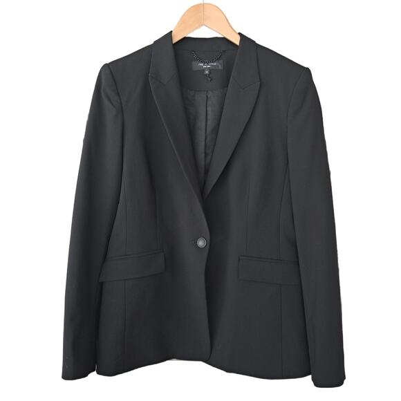 RAG & BONE Black Wool Tailored Blazer Size 12 Single Breasted One-Button Jacket - Picture 8 of 10